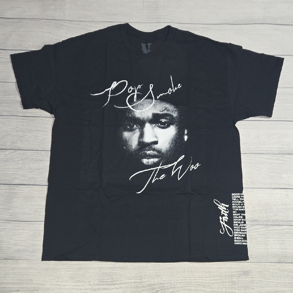 VLONE x Pop Smoke Faith Short Sleeve T-Shirt Black & White Size XL NWT